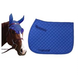 NEW Saddle Pad & Ear Net matching horse set blue